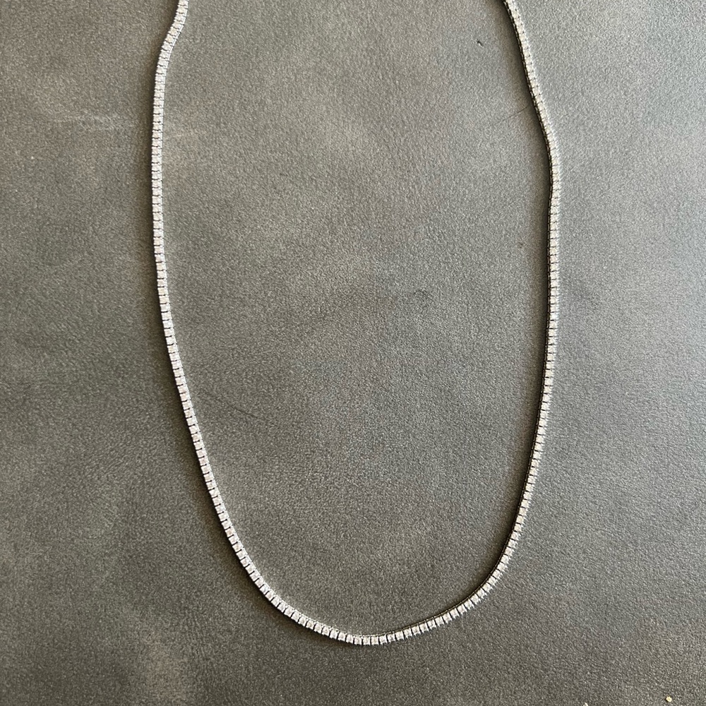 3.36 Ct NATURAL DIAMOND tennis necklace 14k White Gold 16 inches